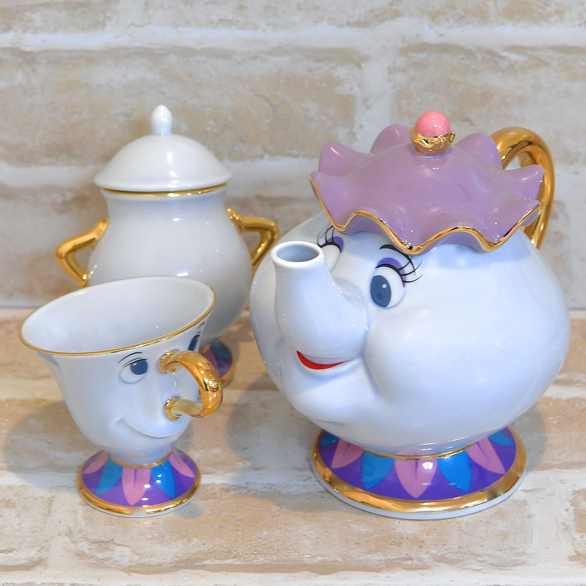 日本東京迪士尼代購專區Disney美女與野獸貝兒Bella阿奇杯茶壺媽媽茶煲太太-日本製-售糖罐子一個 1
