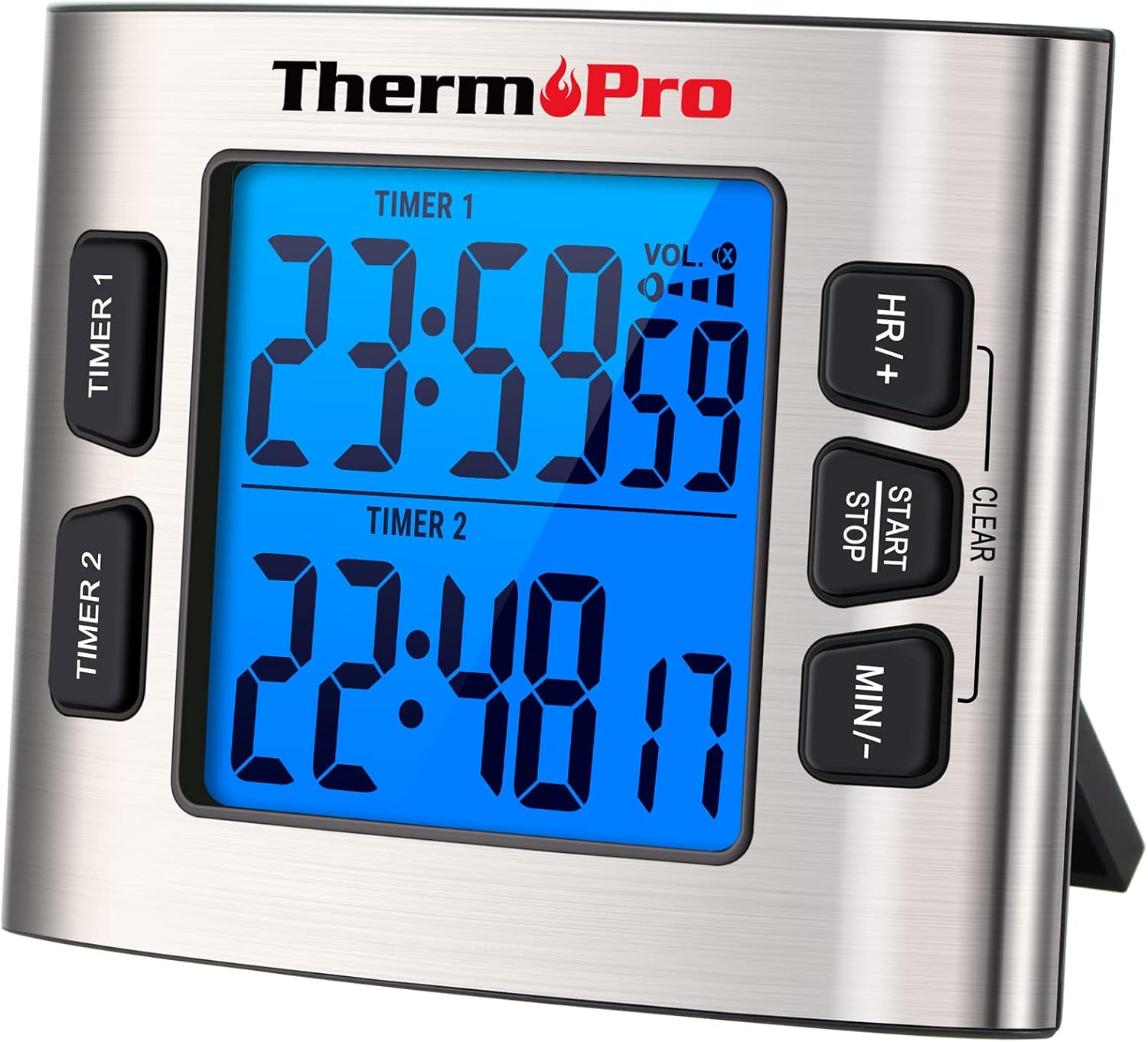 [4美國直購] ThermoPro TM02 廚房 計時器 12/24H 雙倒數 定時器 音量靜音可調 可磁吸站立