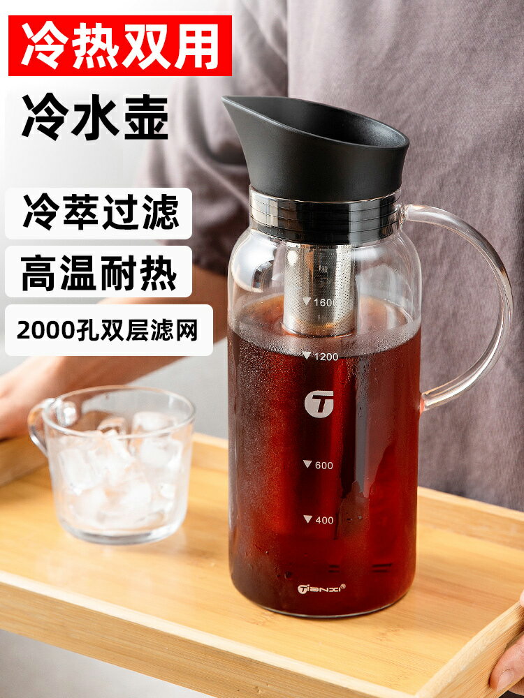 冷水壺耐高溫加厚玻璃水壺大容量家用涼白開水杯套裝泡茶壺涼水壺