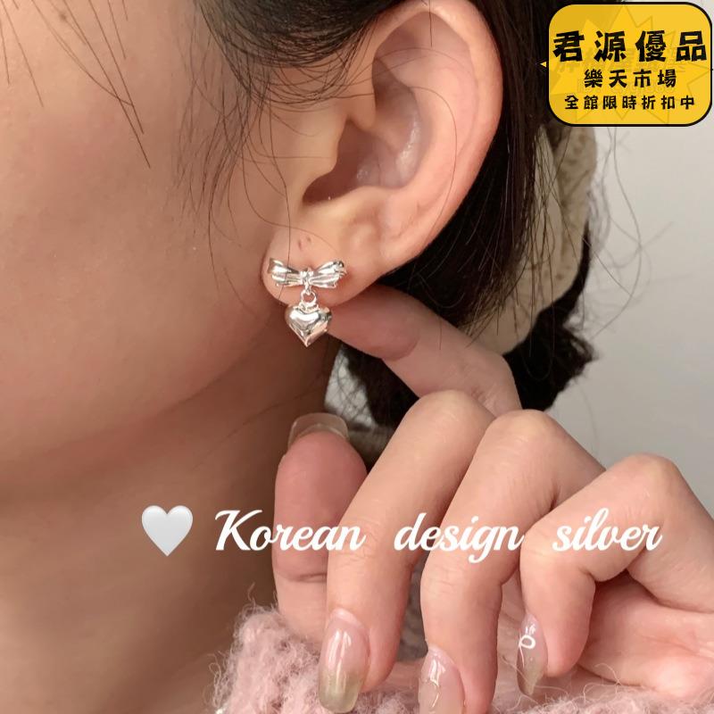 耳環 韓國ins博主飾品 s925純銀耳環 簡約耳環 愛心蝴蝶結耳環 高階感耳釘 女款耳環