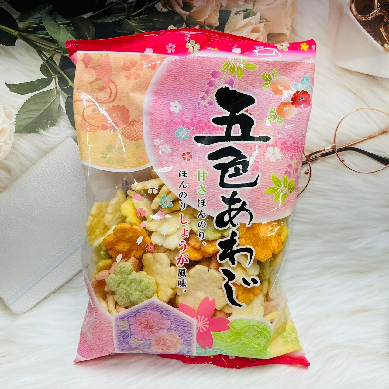 日本 五色綜合米果 120g 彩色米果 花造型米果 花仙貝 彩色仙貝
