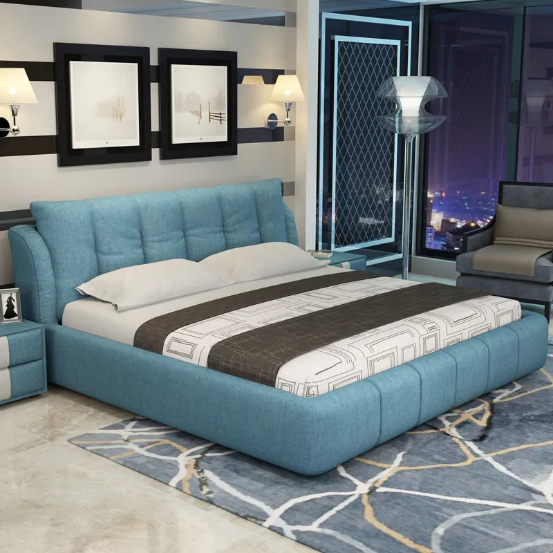 布藝雙人床婚床主臥現代簡約布床可拆洗小戶型儲物軟床