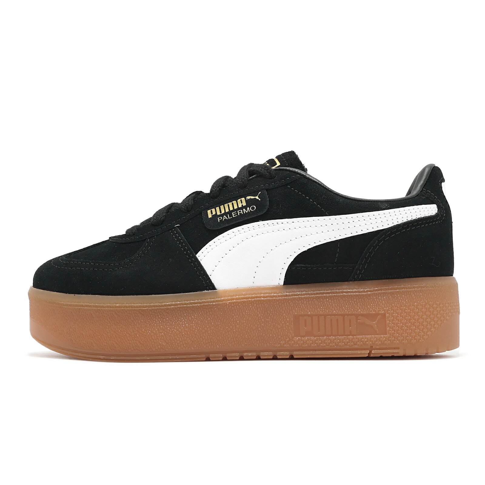 Puma 德訓鞋 Palermo Elevata Wns 女鞋 黑 白 厚底 膠底 復古 麂皮 休閒鞋 39934801