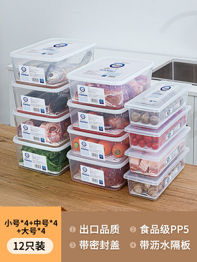 冰箱收納盒 透明收納盒 儲物盒 日本冰箱冷凍室抗菌保鮮盒食品級專用速凍肉雙開門冰櫃儲藏收納盒『xy16135』