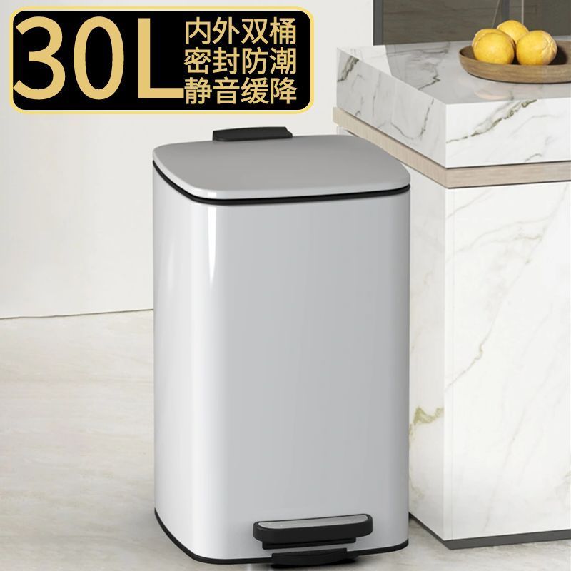腳踏式不銹鋼家用垃圾桶防水大號輕奢客廳廚房臥室腳踩帶蓋簡約