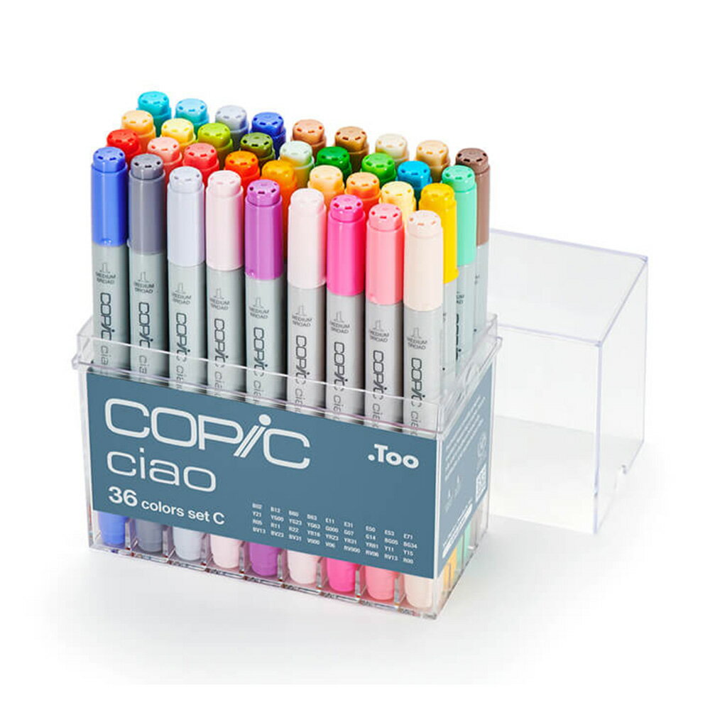 日本原裝進口 COPIC Ciao 第三代 圓桿麥克筆 36 Color Set C 36色 C色系 36C /盒 (原廠公司貨)｜領券最高折$220