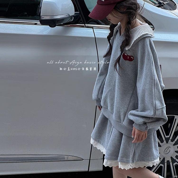 休閑女童2025新款衛衣裙子兩件套兒童韓版可愛氣質女孩春秋裝套裝
