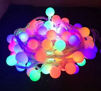 LED彩燈閃燈串燈圓球電池燈串春節新年節日防水燈串圓球小白球