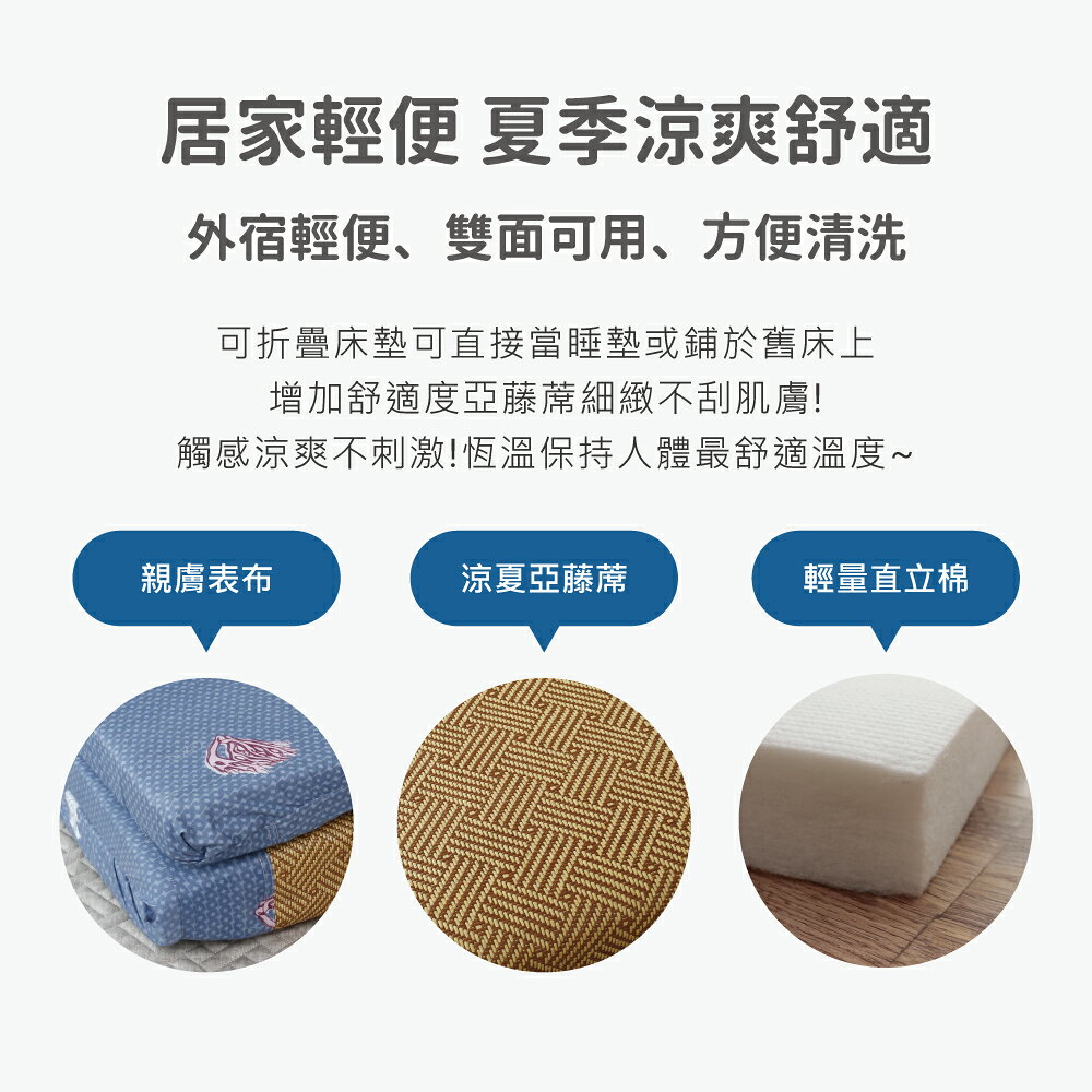 多款任選-絲棉柔亞藤蓆抗菌極厚8cm三折床墊 / 雙人加大6X6尺 3