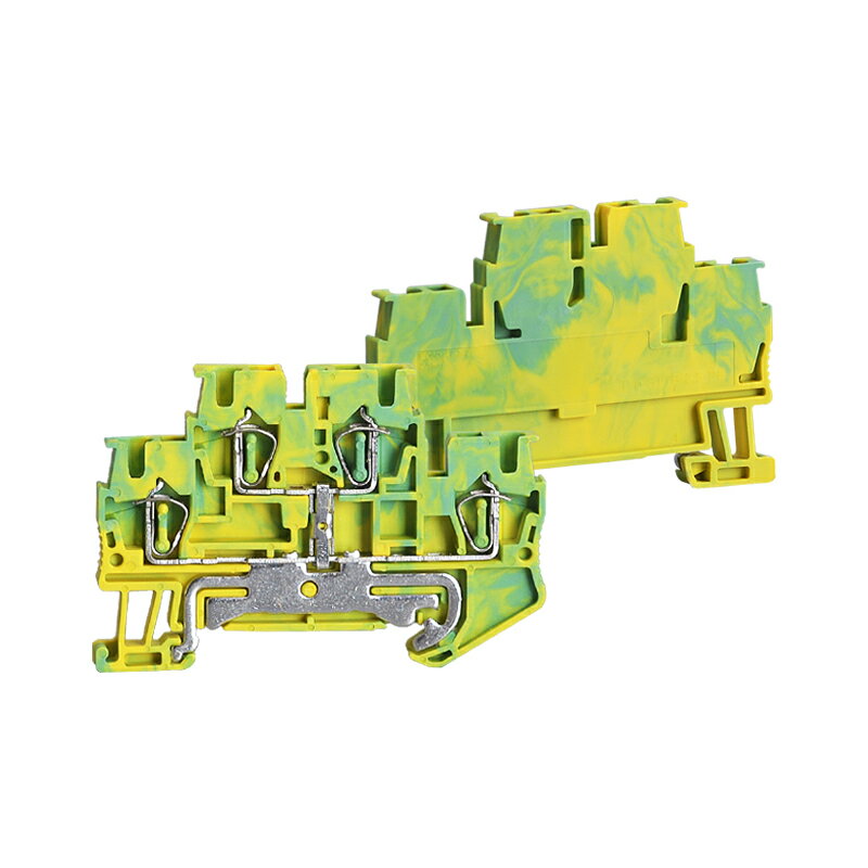 STTB2.5 PE黃綠雙層彈簧式接地端子排2.5mm平方導軌式二層JD端子 4