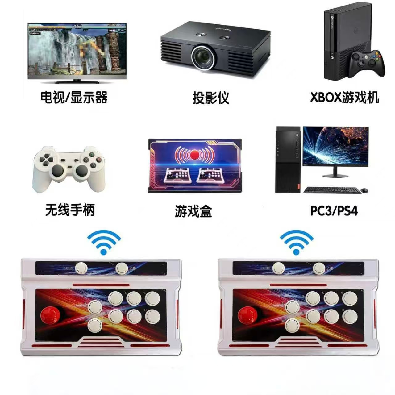 領券折300| 潘多拉盒雙人無線藍牙分離式搖桿拳皇連接電視視頻遊戲機分體控台 1