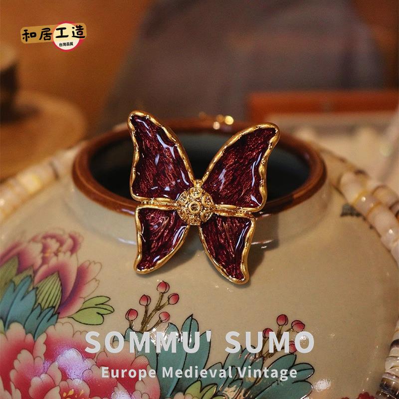 中古Vintage 復刻中古秀紫蝴蝶耳環耳釘 戒指大尺寸直播[DD0508003]