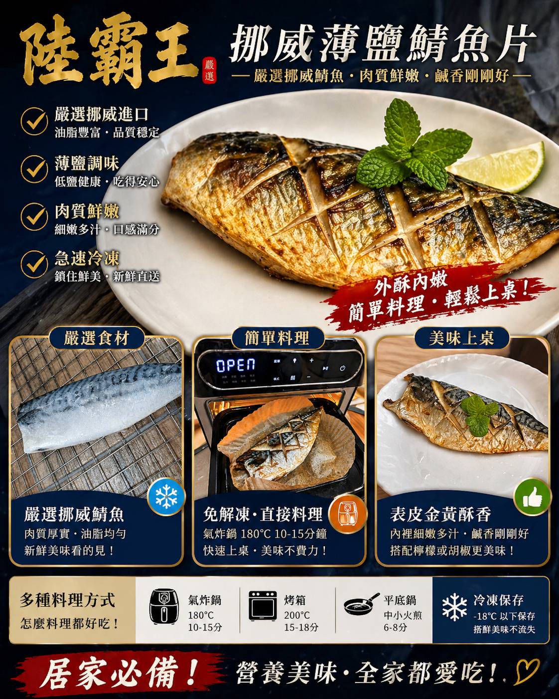 ☆挪威淡漬鯖魚☆真空包裝。來自無污染海域/薄鹽的美味【 陸霸王】