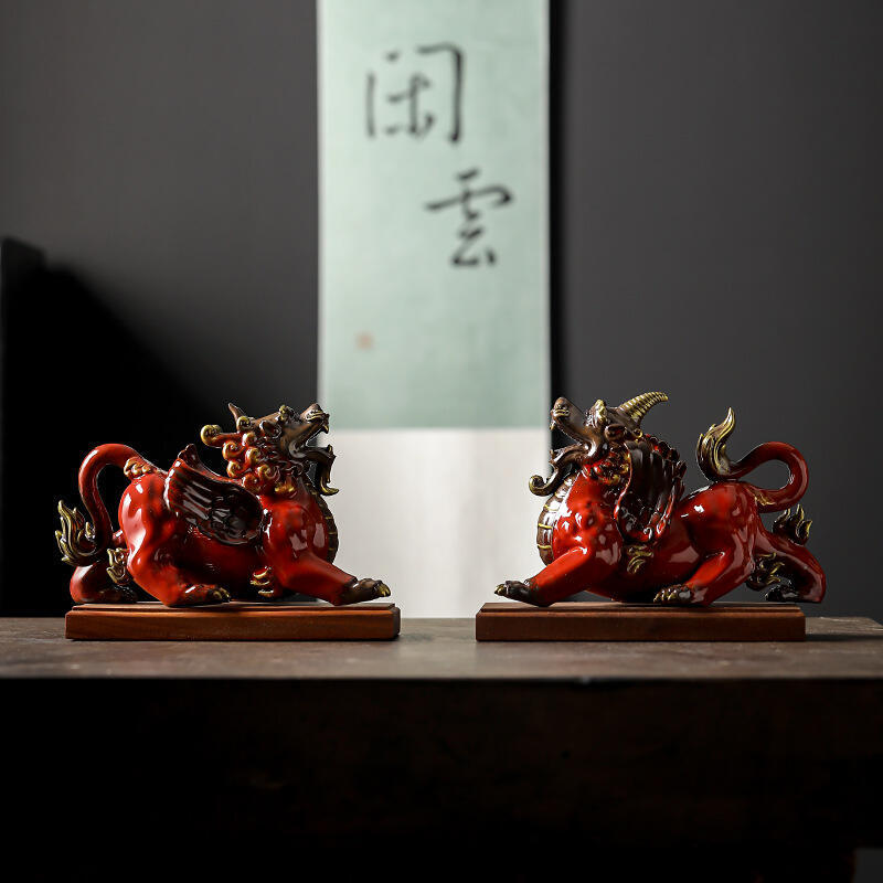 招財貔貅擺件陶瓷一對入住家居客廳鎮宅玄關裝飾品辦公桌喬遷禮品