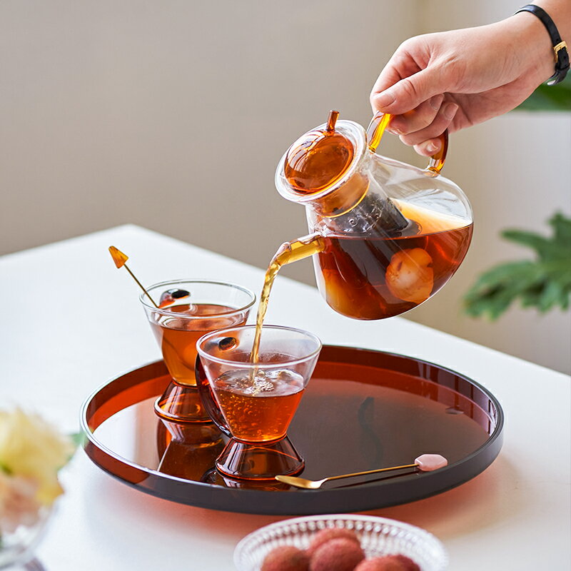 泡茶水壺家用玻璃茶壺耐高溫茶具套裝茶水分離過濾把手玻璃杯