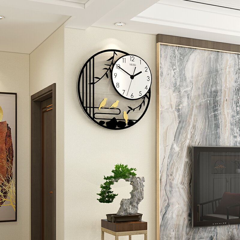新中式客廳裝飾鐘表掛鐘現代簡約個性創意家用時尚時鐘中國風掛表