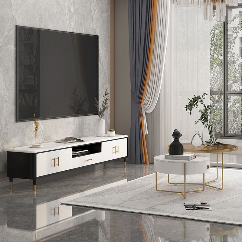 北歐小戶型客廳家用巖板電視機柜現代簡約輕奢風鋼化玻璃茶幾組合