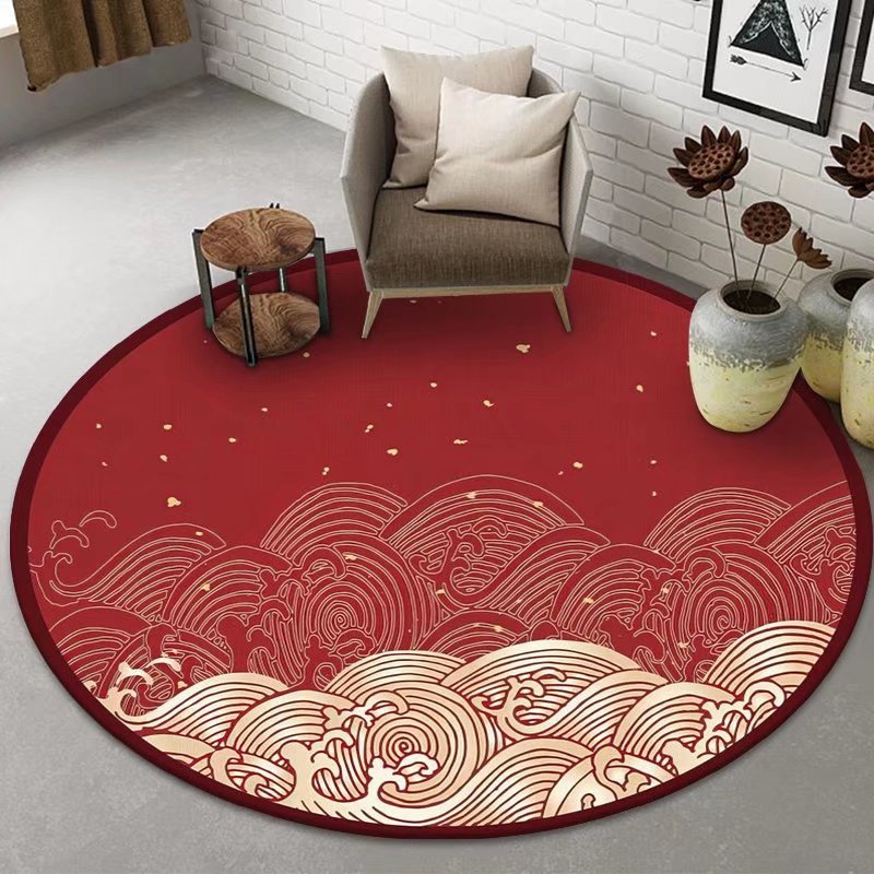 一周歲抓周毯房地毯圓形可愛家用臥室客廳地毯紅新款輕奢地墊