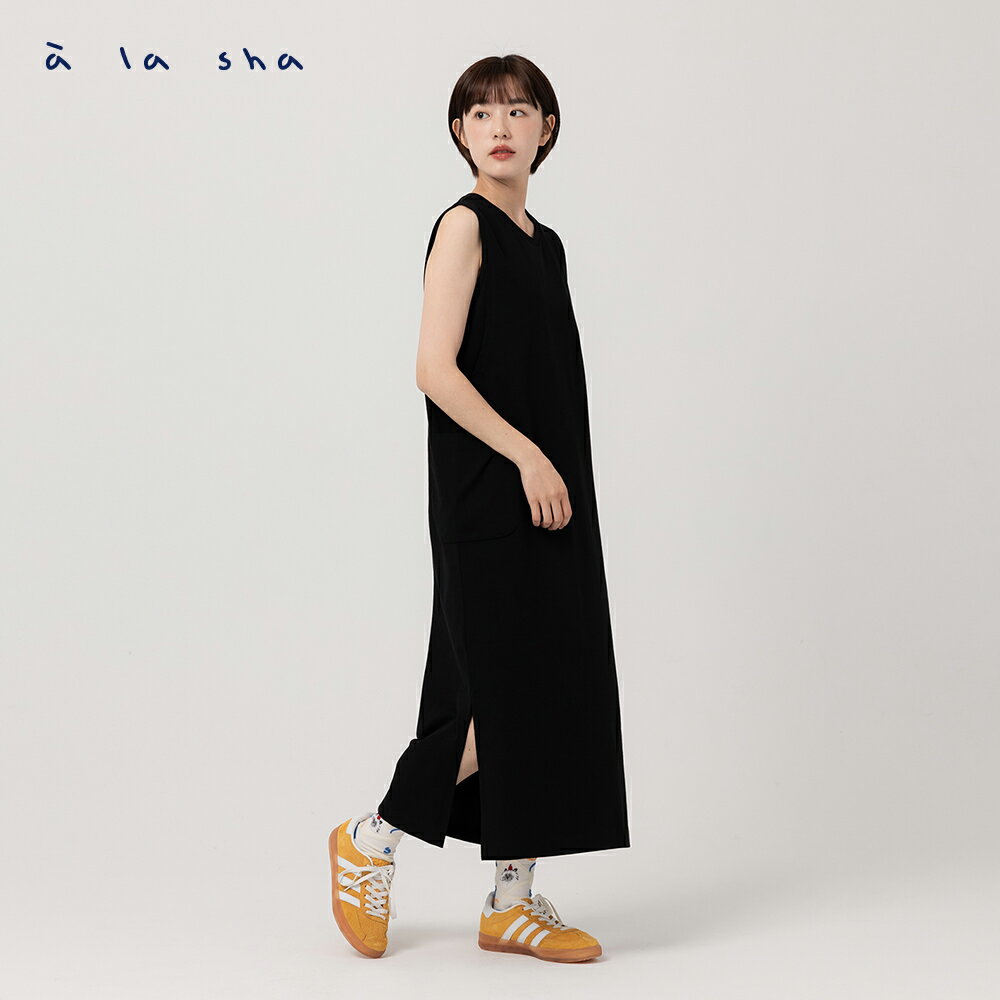 a la sha 假兩件棉織背心洋裝