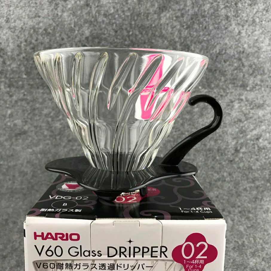 【沐湛咖啡】日本製 HARIO V60 黑色 02 玻璃濾杯 VDG-02 手沖濾杯 耐熱玻璃材質 1-4人