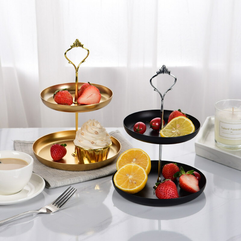 歐式雙層串盤點心盤水果盤創意下午茶生日蛋糕盤甜品架飾展示架