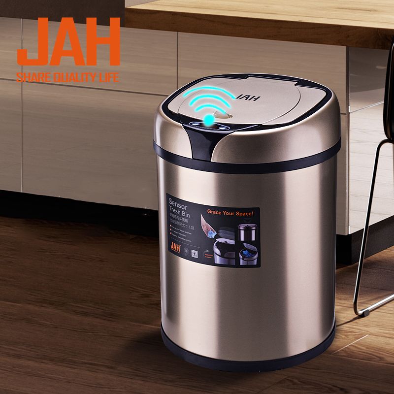 【自動感應免腳踏智慧電動垃圾桶】JAH客廳不銹鋼家用感應垃圾桶