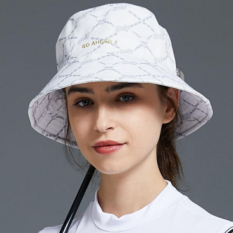 高爾夫帽子女時尚印花遮陽防曬漁夫帽夏季戶外透氣運動帽女有頂帽 ZFRM