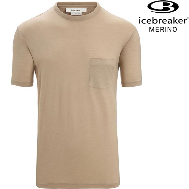 Icebreaker 150 Merino JN150 男款 美麗諾羊毛排汗衣/圓領口袋短袖上衣 0A56PR 073 米褐
