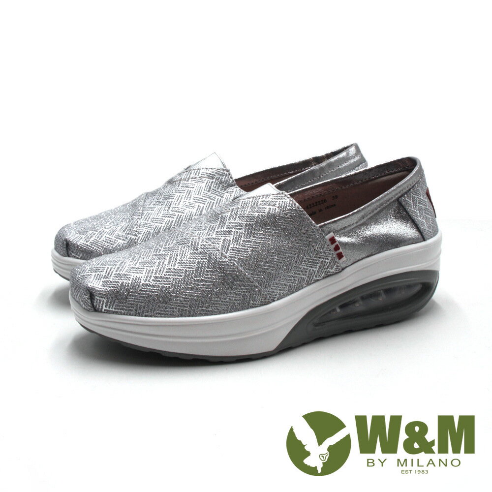 W&M(女)BOUNCE減壓氣墊款 增高厚底休閒鞋 女鞋-銀灰色