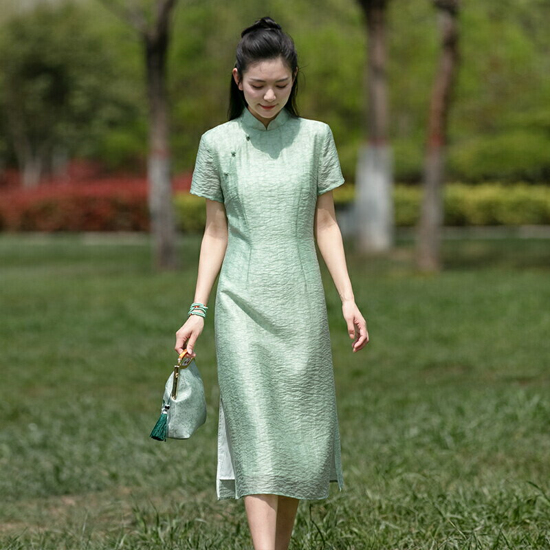 中式改良版旗袍連衣裙2022夏新款中國風復古盤扣女裝禪意茶服文藝