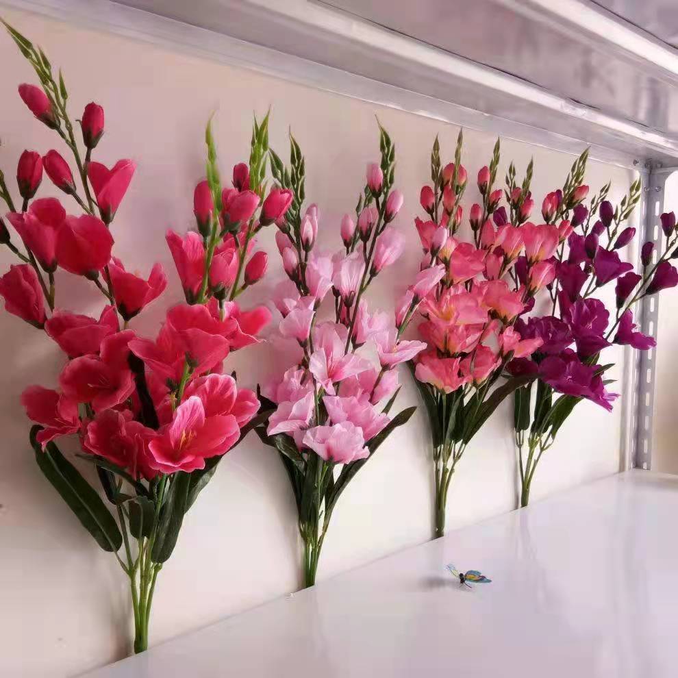 免運 公司貨 仿真花擺件 裝飾品 假花 盆栽 裝飾花藤 模擬花蝴蝶蘭客廳裝飾擺件劍蘭桌擺婚慶假花高檔歐式花束婚慶用花