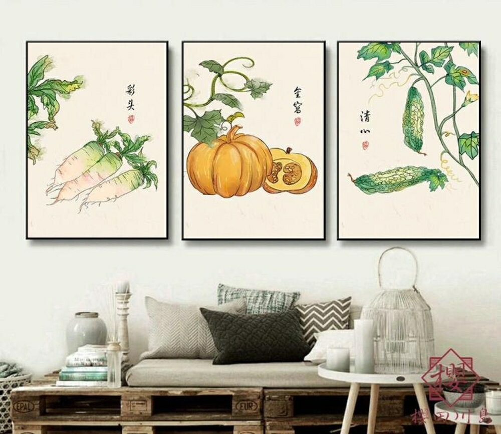 單幅 新中式裝飾畫禪意壁畫簡約餐廳掛畫【櫻田川島】