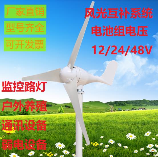 【店家補貼】戶外家用鋰電小型風力發電機300W500W風光互補直流12V24V逆變220V