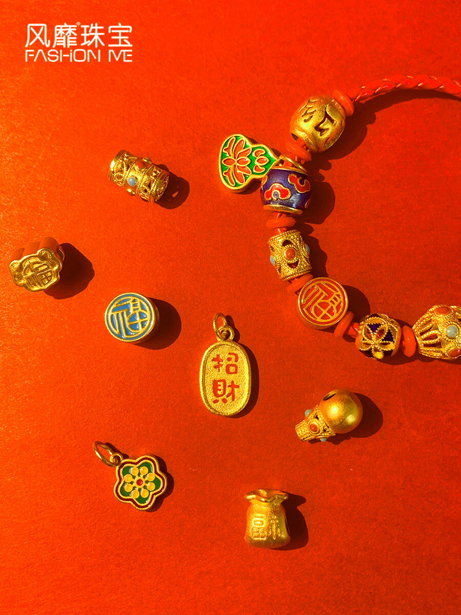 小桃花老金轉運隔珠配珠串珠手鏈手串沙金配件diy配飾古法金材料