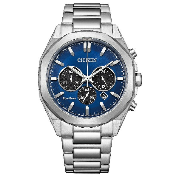 CITIZEN 星辰 CHRONOGRAPH CA4590-81L 三眼光動能紳士不鏽鋼時尚腕錶 藍面 41mm｜樂天全館特惠中★指定刷卡回饋10%