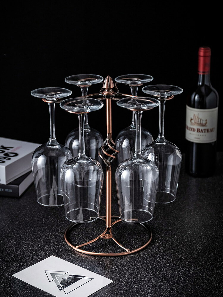 創意紅酒架鐵藝高腳杯架歐式葡萄酒杯架子倒掛吊杯架紅酒杯架擺件