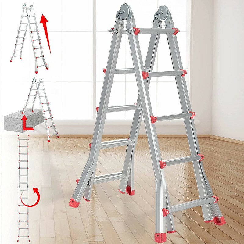 優樂悅~廠家定制鋁合金3步室內家用梯子工程可伸縮調節多功能人字梯子