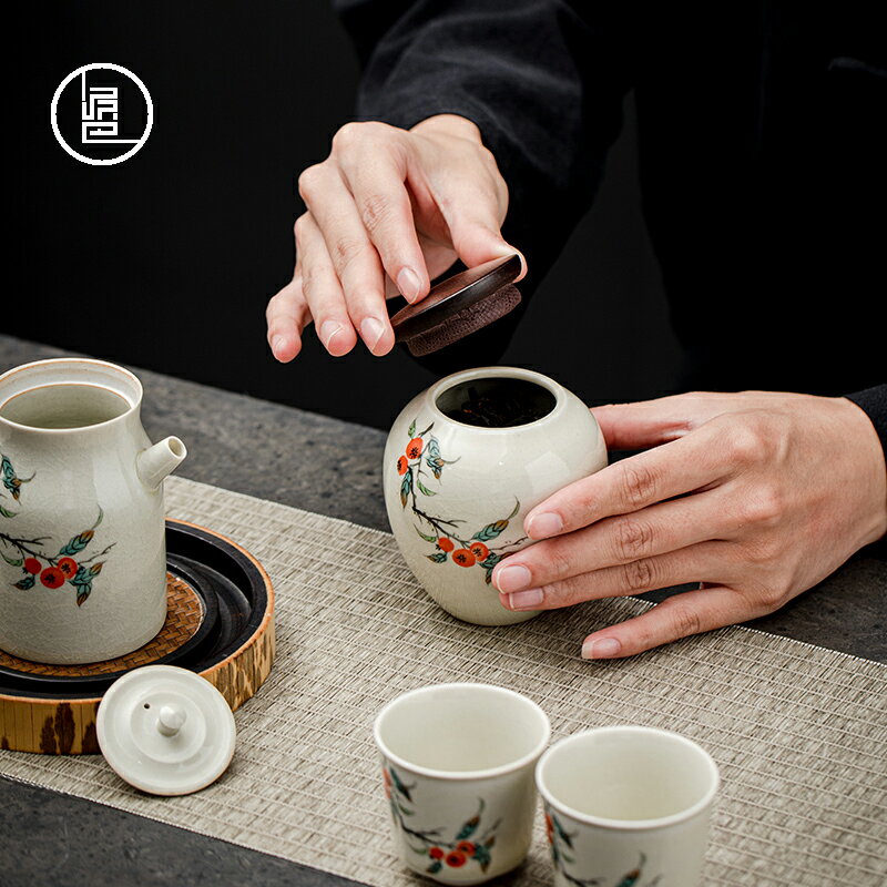 泥巴人 草木灰茶葉罐復古軟木塞陶瓷密封罐小號白茶綠茶葉罐茶倉
