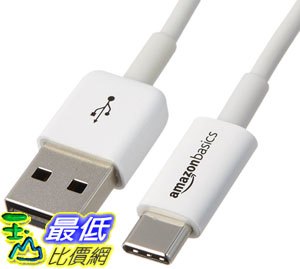 [107美國直購] AmazonBasics USB Type-C to USB-A 2.0 Male Cable - 6 Feet (1.8 Meters) - White