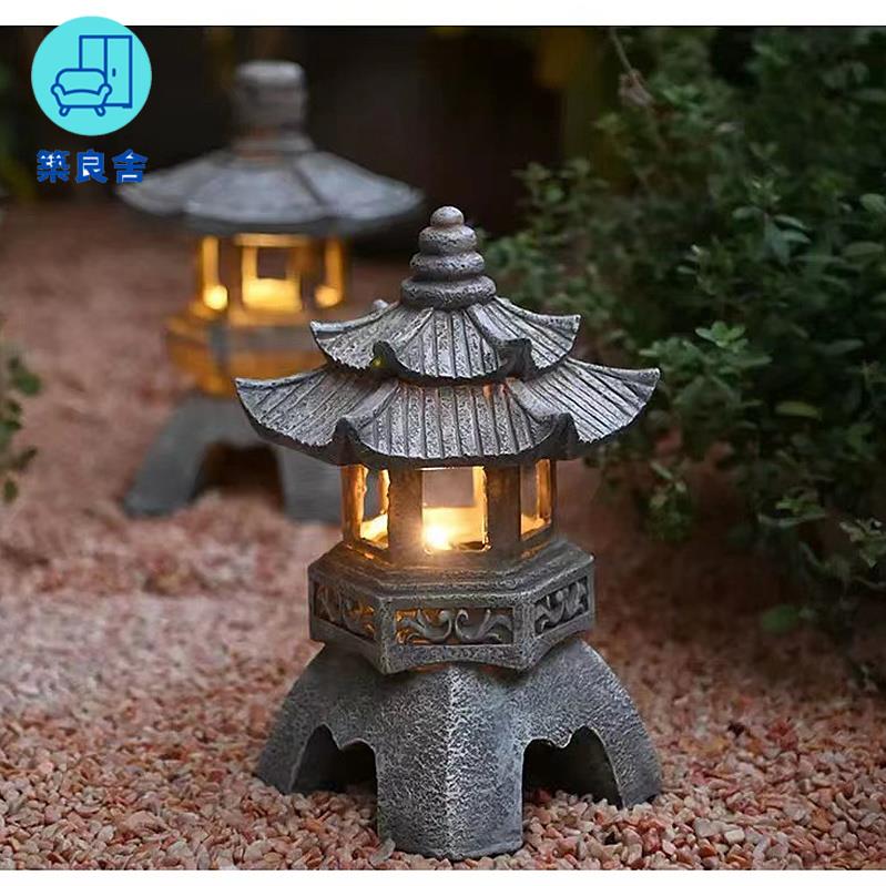 工廠直銷 戶外太陽能燈 庭院燈 戶外燈 中式太陽能燈禪意石塔裝飾擺件花園庭院樹脂小宮燈雕塑佛具戶外燈特惠/全館免運 特價出 開立發票 售後保障z211