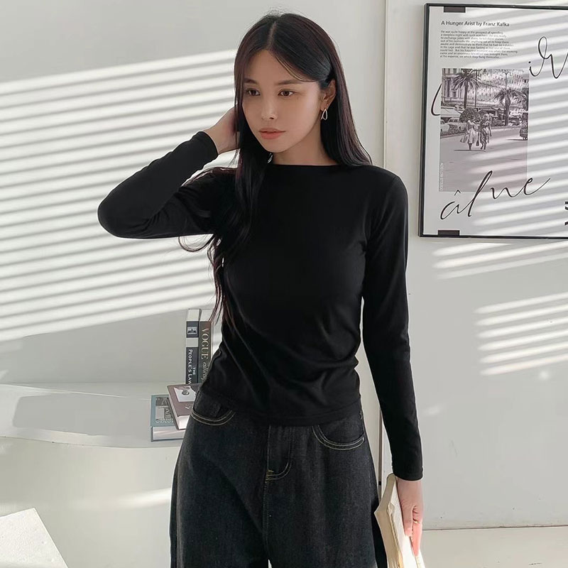 ANNAS 正韓船型領磨毛打底衫 保暖 發熱衣 長袖 T 內搭衣 刷毛 百搭 顯瘦 韓國 5