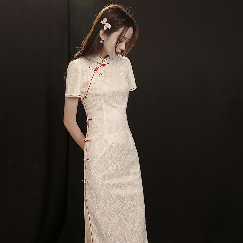 蝕骨旗袍蕾絲少女年輕款長款連衣裙氣質優雅復古中國風改良版夏季