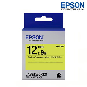 EPSON LK-4YBF 螢光黃底黑字 標籤帶 螢光系列 (寬度12mm) 標籤貼紙 S654417