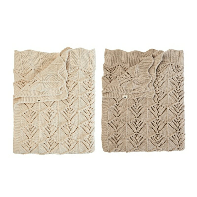 丹麥BIBS Knitted Blanket Wavy 針織棉毯(70x100cm)-象牙白/香草★衛立兒生活館★
