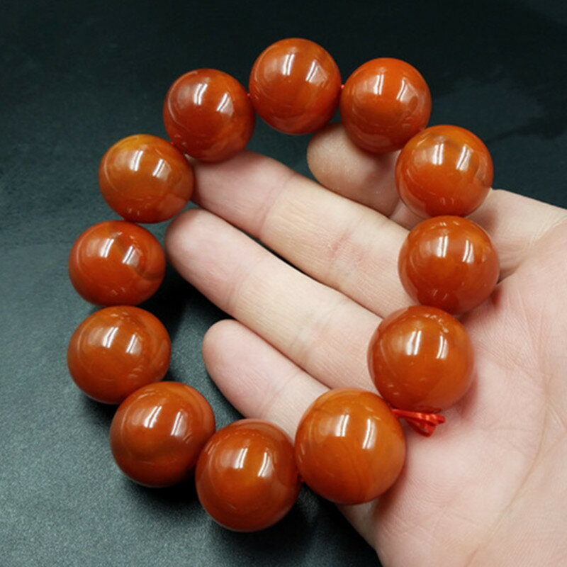 高檔精美天然玉石a貨仿南紅瑪瑙手鏈紅瑪瑙雲圓珠手鏈玉石手串