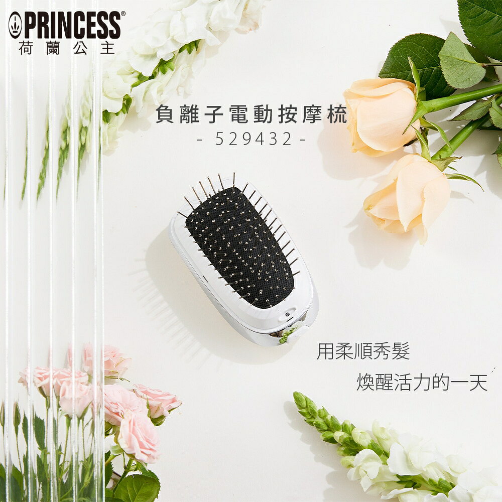 【負離子+振動按摩】PRINCESS 荷蘭公主 529432 負離子電動按摩梳/無柄 魔法梳