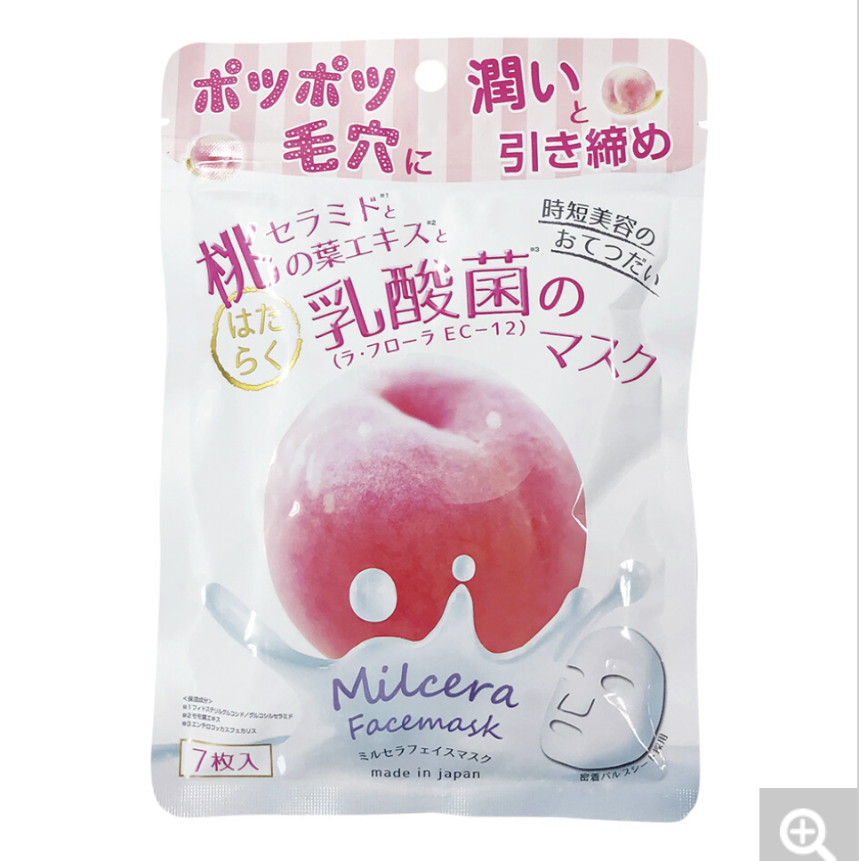 日本原味～【Milcera】蜜桃🍑乳酸菌神經醯胺保濕面膜7片裝