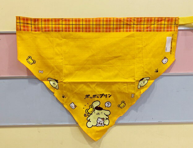 【震撼精品百貨】Pom Pom Purin 布丁狗 三麗鷗布丁狗日本可掛式方巾/毛巾-三角黃#89353 震撼日式精品百貨