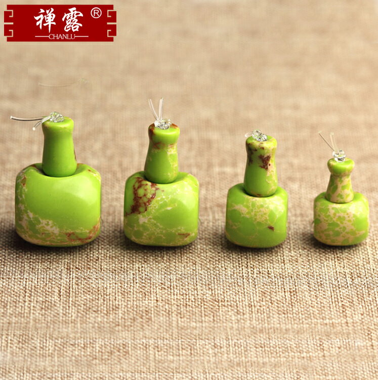 綠色帝王石藏式三通佛頭佛珠金剛星月菩提念珠手串DIY配件材料