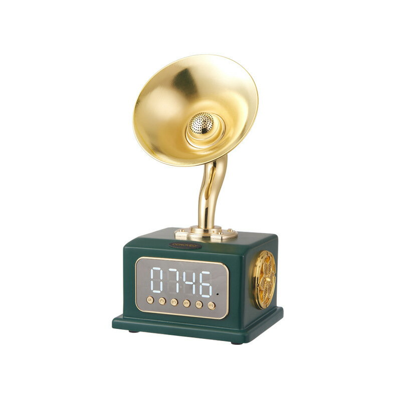 2022新款時鐘留聲機藍牙音響復古多功能雙通道收音機藍牙音箱家用【宜家良品百貨】